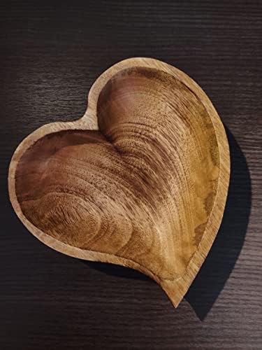 Witnystore 7 קערה בצורת לב מעוקלת - קערה פונקציונלית ואספנית - קערת עץ בעבודת יד להגשת קנאים קינוחים