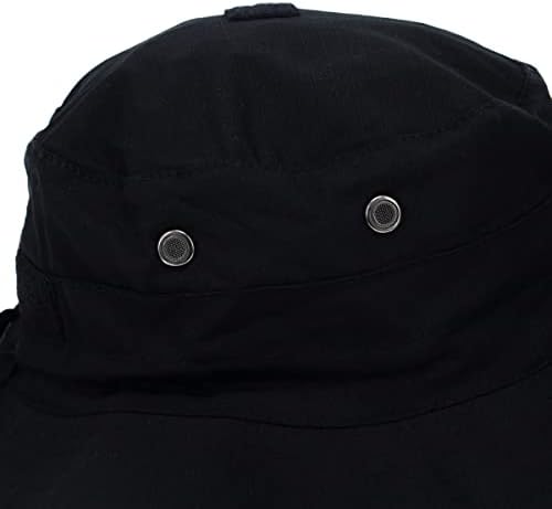 כובע דלי Scipucketbk כובע דלי מתכוונן בסגנון צבאי כובע בוני - נוחות קירור מאוורר כובע סגנון טקטי שחור