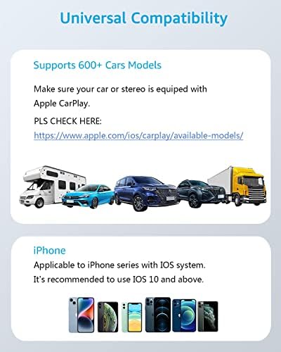מתאם אלחוטי של Carplay עבור OEM Wired Carplay 2023 שדרג את מתאם Apple Carplay אלחוטי לאייפון לתקשורת
