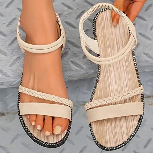 גבירותיי סנדלי קו אחד רצועה אלסטית אחת רגל אחת שטוחה סנדלי אופנה מזדמנים נעלי סנדלי חוף סנדלים יפים נעליים