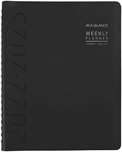 AT-A-Glance 2022-2023 מתכנן, ספר פגישות אקדמי שבועי וחודשי, 8-1/4 x 11, גדול, קנו, שחור