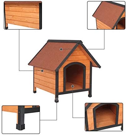 Yjjt כלב קן בית גורים מיטת כלוב מקורה - בקתת עץ טבעית חיצונית - מקלט לגורים של חתלתול גינה לחיות