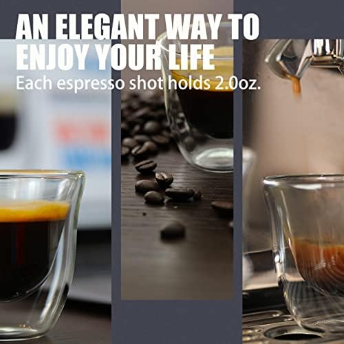 כוסות אספרסו של פונפון זכוכית לקפה, כוסות קפה צלולות, כוס זכוכית תרמו כפולה, זכוכית זריקה אספרסו,