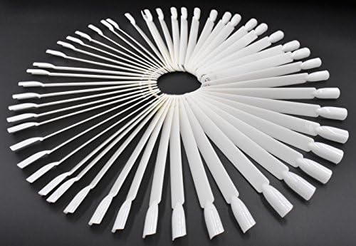 2 סטים 100 טיפים מאוורר צורת לבן פלסטיק נייל אמנות טיפים תצוגת פולני לוח תצוגת עיסוק מקלות עם מתכת פיצול