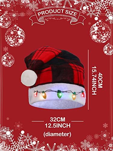 ג ' דיב 2 יחידות הוביל חג המולד סנטה כובע עם רקום חג המולד אורות באפלו משובץ חג המולד כובעים מצחיק כובעים