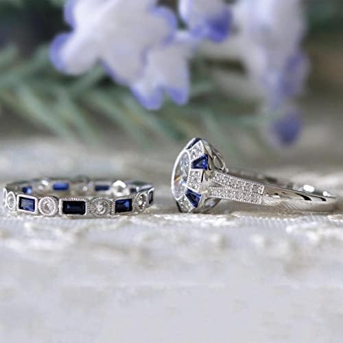 טבעת שרף פרחים טבעת כתר זירקון סט טבעת סט תכשיטים נשים מעורבות חתונה זוג טבעות תואמות טבעות אנימה טבעות