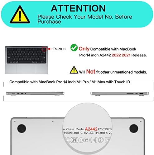 Mosiso תואם ל- MacBook Pro 14 אינץ 'מארז 2023 2022 2021 שחרור M2 A2779 A2442 M1 PRO/CHIP מקסימום עם מזהה