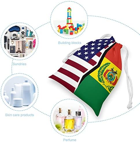 שקית אחסון דגל אמריקאית ובוליביה תיק אחסון לתיק חוט חוט לשימוש תיק שקית שקית שקית מכולת לטיול ביתי