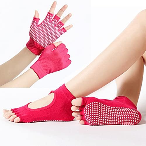 LSDJGDDE 2021 נשים חדשות כפפות יוגה גרביים קבעו אביזרי יוגה אוויריים חמש כפפות אצבעות חמש גרביים פילאטיס פילאטיס