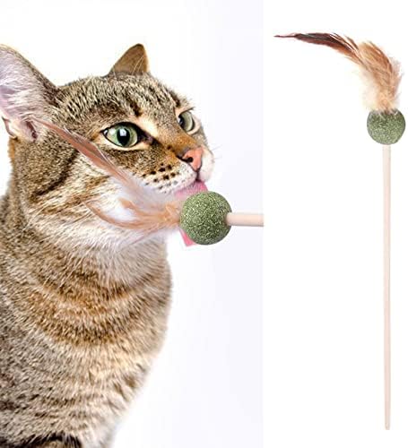 כדורי קמטים לחתולים צעצוע חתולים מקניט חתול מנטה כדור נוצה מקל חתול מקל עץ אינטראקטיבי מקל עץ חתול חתול