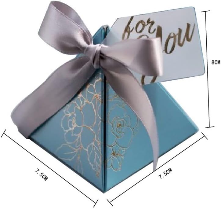 קופסת ממתקים פירמידה משולשת חדשה של קריסדרלובבי חתונה רוז נייר קופסאות מתנות עם כרטיס ושקיות סוכריות