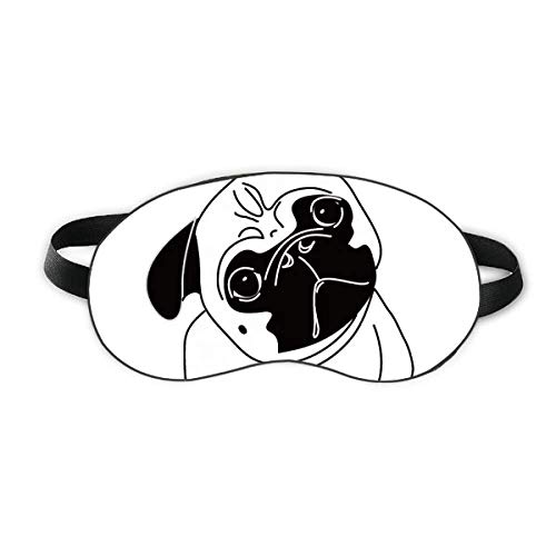 דפוס איור של כלב קריקטורה שחור מגן שינה מגן עיניים רך לילה כיסוי גוון עיניים