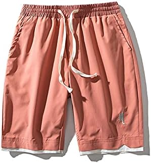 מכנסיים קצרים לגברים של YMOSRH צבע אחיד קיץ רופף מכנסיים קצרים מזדמנים נוחים מכנסי חוף