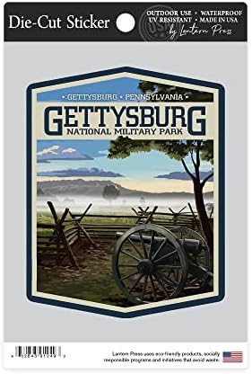 Die Cut Cutcer Park Gettysburg הפארק הצבאי הלאומי, פנסילבניה, שדה קרב ערפל, מדבקה ויניל מתאר 3 עד 6