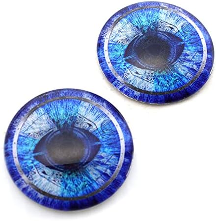 עיני זכוכית אודין כחולה פנטזיה קאבושונים זוג לחלקים בובת אמנות, פיסול, ייצור תכשיטים, מיסוי, עורב, תליון פנטזיה
