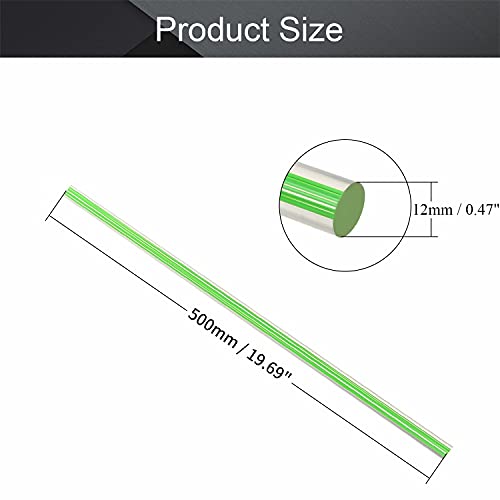 פילקט ירוק קו ישר אקריליק עגול מוט סטנדרטי פרספקס סובלנות קל משקל עבור עשה זאת בעצמך 12 ממ קוטר 500 ממ גובה