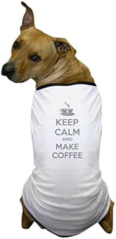 Cafepress שומרים על רגוע והכינו קפה כלב חולצת חולצת טריקו כלב, בגדי חיות מחמד, תחפושת כלבים מצחיקה