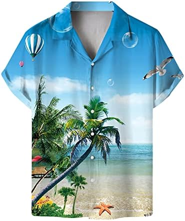BMISEGM קיץ גדול חולצות T לגברים לגברים מזדמנים פרחים רופפים מודפסים חוף חוף קצר שרוול כפתור חולצות קטנות