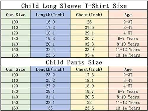 ATEECP Girl שרוול ארוך שרוול 2 חלקים מערכות אימונית קרקעית Tshirt+מכנסי טרנינג מזדמנים לילד ילד