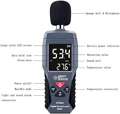 Jieseing מדידת מד רעש ברמת צליל דיגיטלי מדידת 30-130dB DB גלאי דציבל