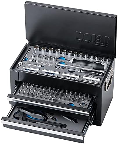 תיבת כלים של Polar® Premium עם 141 כלים I IT של כלים בתיבת מתכת עם מברג Bithoder מגנטי, שקעים, מחגר,