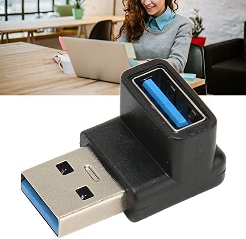 Qinlorgo USB זכר ל- USB מתאם נקבה, USB מתאם זכר לנקבה 90 מעלות טעינה במהירות גבוהה זווית ימנית למחשב