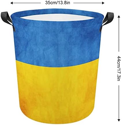 רטרו אוקראיני דגל סל כביסה סל כביסה תיק סל אחסון תיק מתקפל גבוה עם ידיות