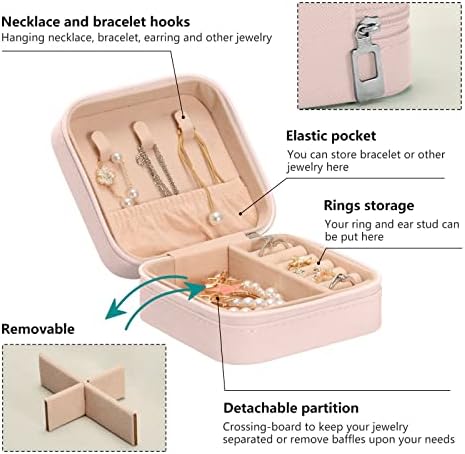 קופסת תכשיטים לנסיעות פרחים ורוד של Umiriko לנשים, מארגן תכשיטים קטנים של עור PU, קופסאות מחזיק אחסון