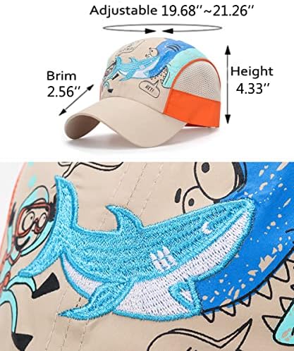 ג ' ולרו ילדים דינוזאור & כריש בייסבול כובע מתכוונן מהיר יבש רשת הגנה כובעי שמש