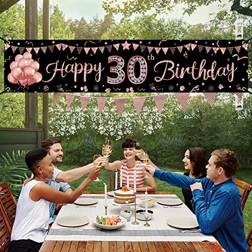 קישוטי כרזות של יום הולדת 30 שמח לנשים, זהב ורד שלושים ושלושים אספקת מסיבות ליום הולדת עבורה, מצחיק