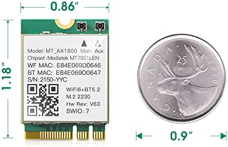 WiFi 6 כרטיס AX1800 מודול אלחוטי מרחיב MT7921LEN Bluetooth 5.2 מתאם עבור שולחן עבודה PC 1800MBPS