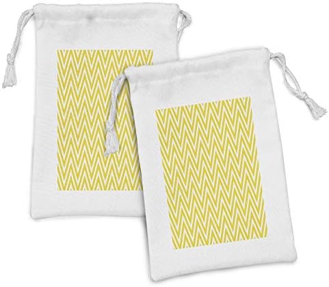 ערכת כיס שברון צהובה של אמבסון צהוב סט של 2, פסים שברון צהובים ולבנים דקים דפוס רטרו בעיצוב עכשווי,