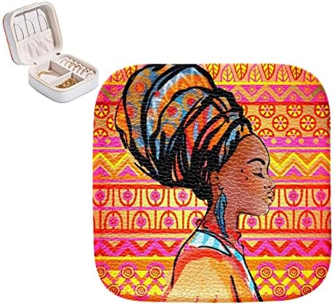 מיני נסיעות נייד תכשיטי מקרה עבור טבעת, תליון, עגיל, שרשרת ארגונית תיבה, יום הולדת מתנות אפריקאי אישה דפוס