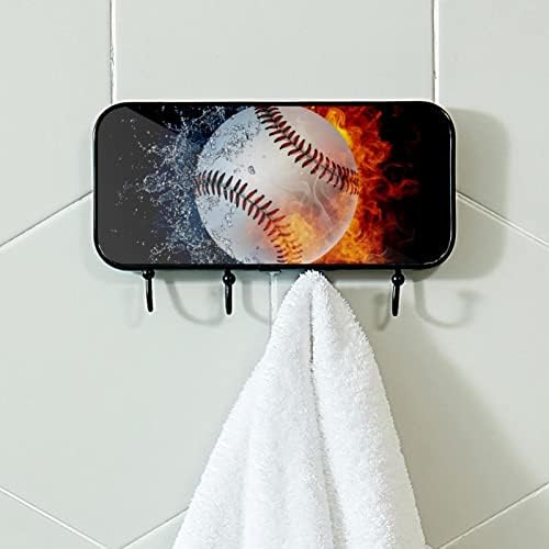 מחזיק מגבות קיר מתלה מגבות רכוב עיצוב אמבטיה תפאורה חלוקת חלוק בגדים בייסבול כדור בייסבול באש ומים