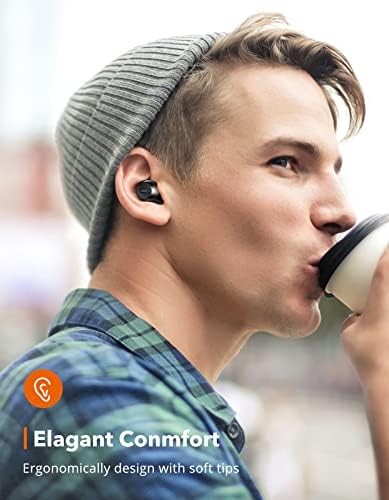 ThreeKey אוזניות Bluetooth אלחוטיות, אוזניות אלחוטיות עם תצוגת LED, תואמות ל- Apple & Android, IPX7