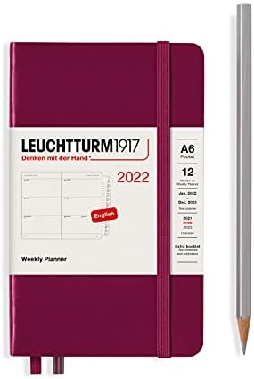 Leuchtturm1917 - בינוני A5 - מתכנן שבועי בכריכה קשה עם חוברת נוספת - 2022, אנגלית