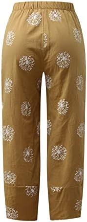 מכנסי פלאצו לנשים של גופזף, מכנסי פשתן כותנה קצוצים של מכנסי קפריס קפריס מכנסי קרסול מחודדים