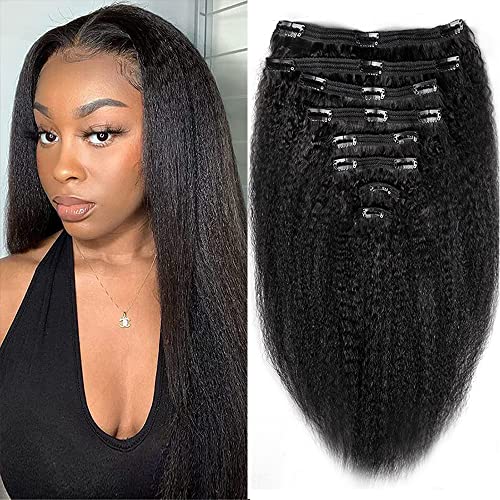 טהיקי קינקי ישר קליפ בתוספות שיער אמיתי שיער טבעי קליפ תוספות מלא ראש לנשים שחורות ברזילאי רמי יקי