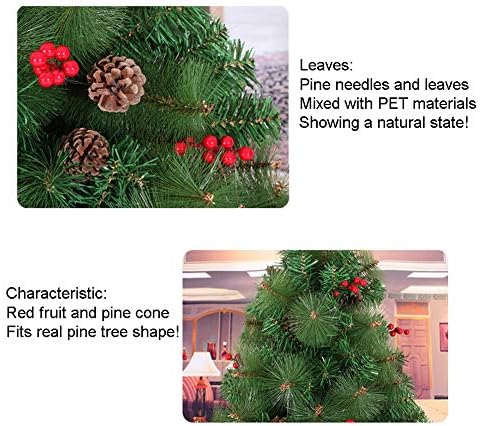 עץ חג המולד של 7.8ft לא מוערך עם חרוטים ואורנים ופירות יער, אורן עץ חג המולד מלאכותי של פרימיום עם הרכבה