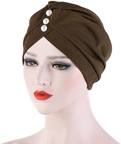 איקאסוס נשים חיג'אב פרל צמה כובע טורבן ראש סרטן סרטן כימו כפיות בנדנה עטיפת ראש סרטן שינה