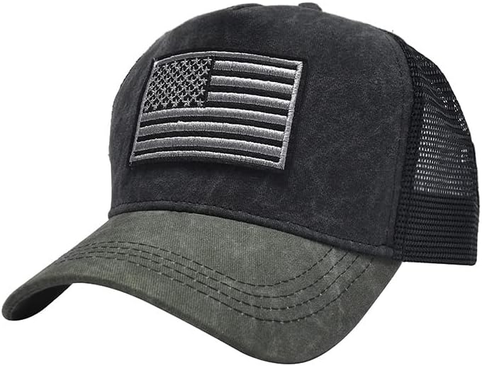 אמריקאי דגל כובע לגברים נשים, רשת לנשימה רקום אבא כובע, ארהב דגל מתכוונן בייסבול כובע, חיצוני