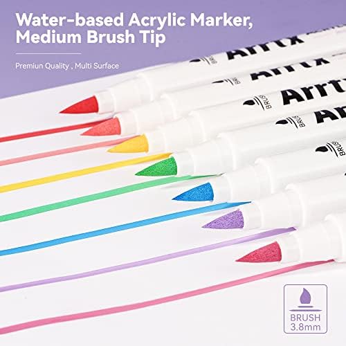 ארטקס 30 צבעים אקריליק עטי צבע עבור רוק ציור, נוסף מברשת טיפ, על בסיס מים סמני צבע עבור אבן, זכוכית, ביצת פסחא,