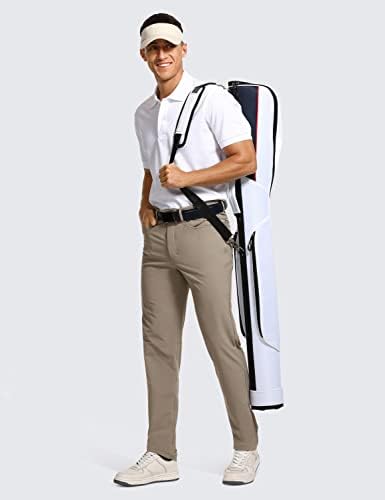 מכנסי גולף של Crz Yoga גברים מכנסי גולף - 33 /35 '' מכנסי עבודה רזים מתאימים למותח מכנסי נסיעה עבים עם 5 כיס