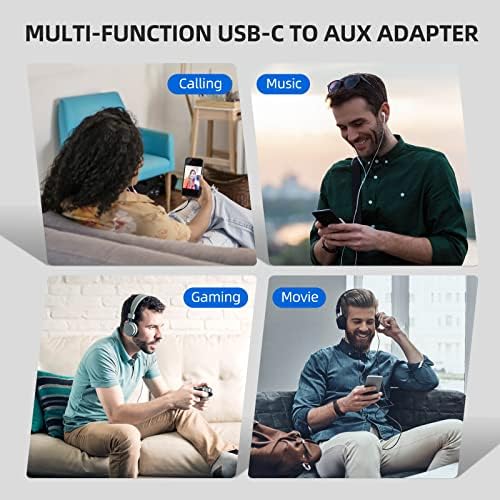 Arktek USB מסוג C עד 3.5 ממ מתאם שקע אוזניות נשי, USB C ל- AUX AUDIO DONGLE כבל כבל ניילון תואם ל- SAMSUNG