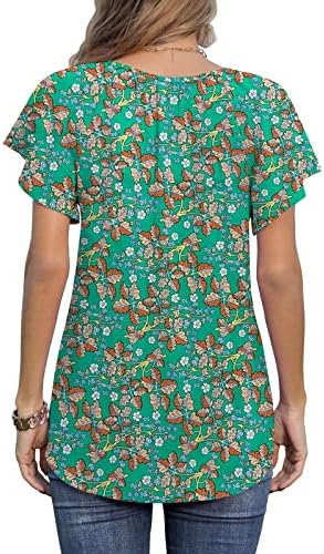 עמוק V SCOOP חולצות שיפון צוואר חולצות נשים שרוול קצר טרקלין פרחוני פרח בוהמי פרוס נייר חלולת חולצות
