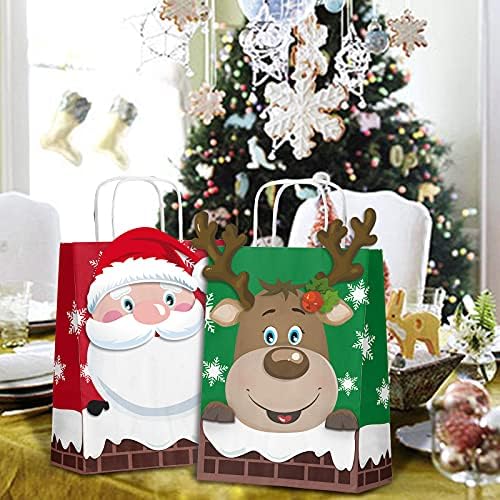 יום שישי ליל שישי חג המולד שקיות נייר מתנה לשקיות פינוק ממתקים לחג המולד עם ידיות, 2 סגנונות מסיבת חג המולד