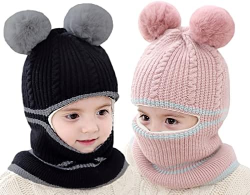 כובע חורף פעוט, כובע חורף לתינוק, בנות מרופדות בנות כובע חורפי, כובע חורף ילדים צעיף אוזניים מכסה גולגולת