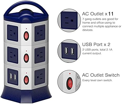 ZSEDP אנכי חשמל רצועת מגדל מגן מתח מגן USB Socket US US שקעי תקע חשמליים מתחלפים בנפרד 1.8 מ 'חוט