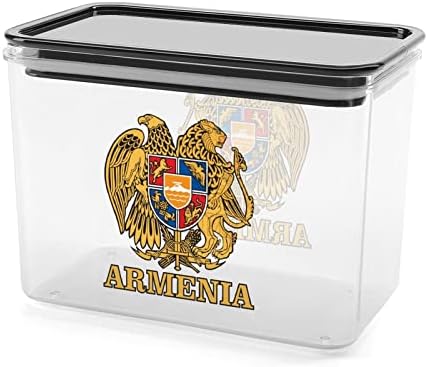 מעיל זרועות ארמניה מיכל אחסון מזון מפלסטיק קופסאות אחסון ברורות עם מכסה חותם
