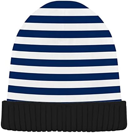 אלזה חיל הים כחול ולבן פסים פסים כפה לנשים גברים חורף כובע הפיך גולגולת לסרוג כובע